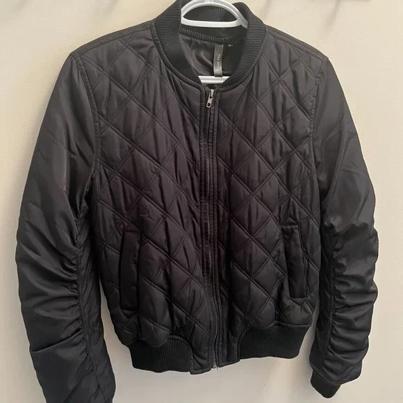 Black Ruched Bomber! - Picture 4 of 6